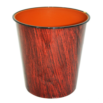 Plastic Brown Wood Design Open Top Waste Bin (B06-2015-2)